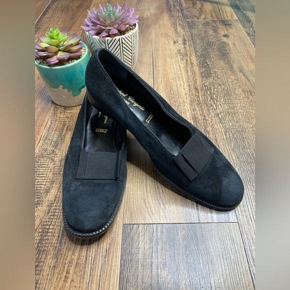 ROBERT CLERGERIE PARIS BLACK SUEDE GROSGRAIN BOW Loafer - Picture 3 of 9